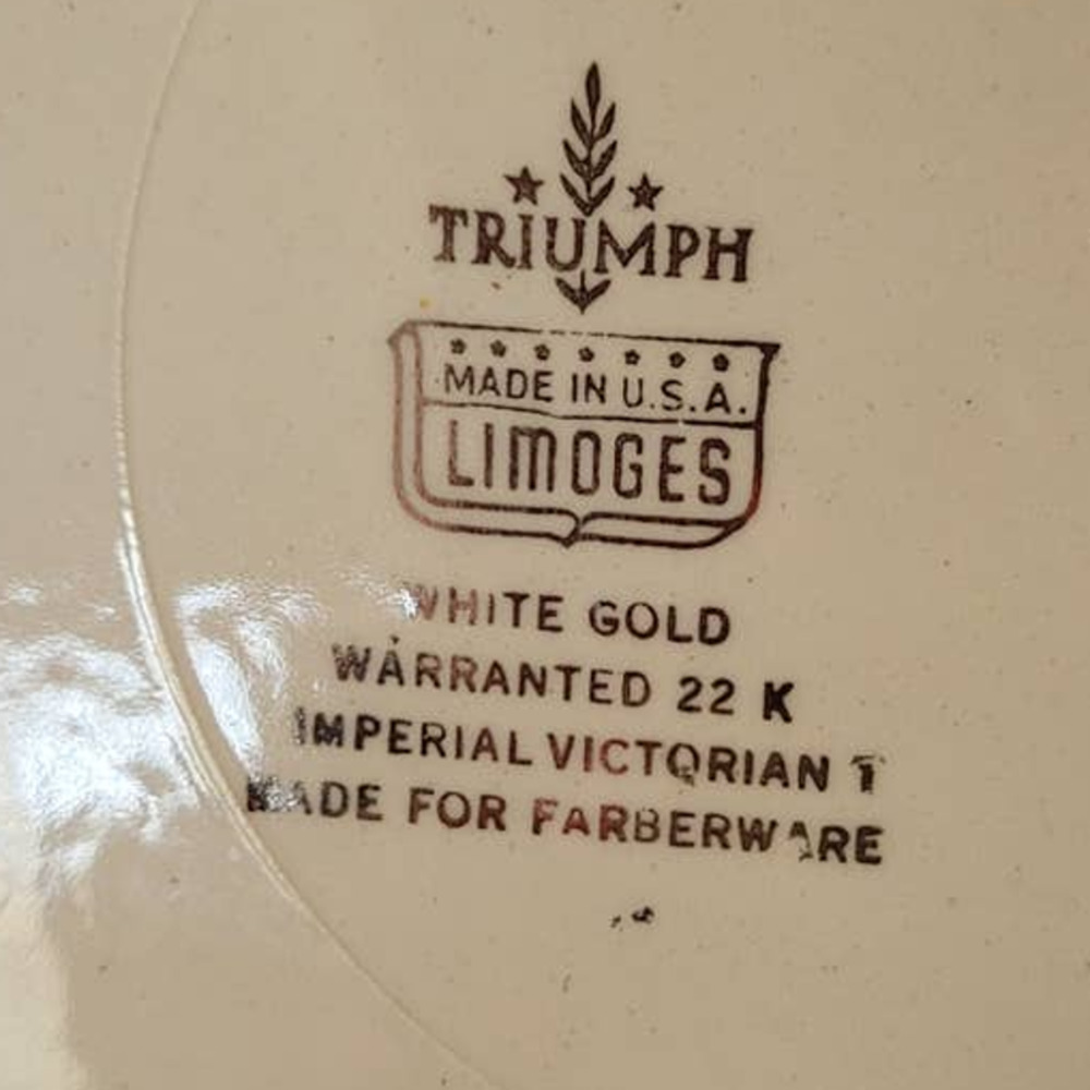 Vintage Limoges Triumph Imperial Victorian Handled Platter White Gold - Picture 5 of 5